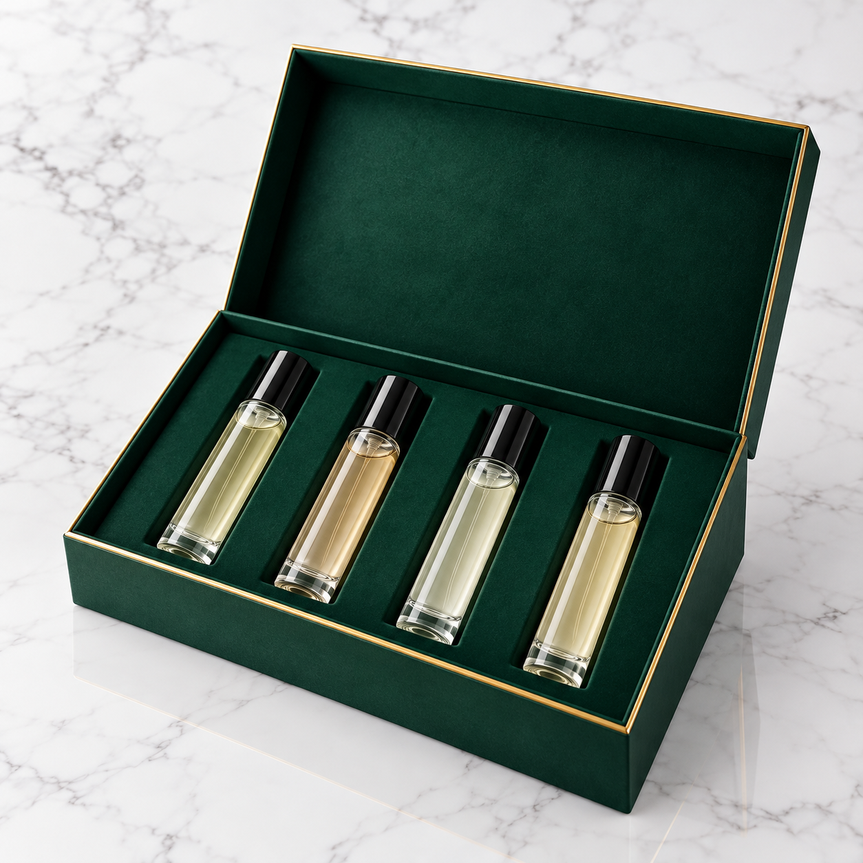 Gift Set de 4 perfumes de diseñador Aromauri en caja verde